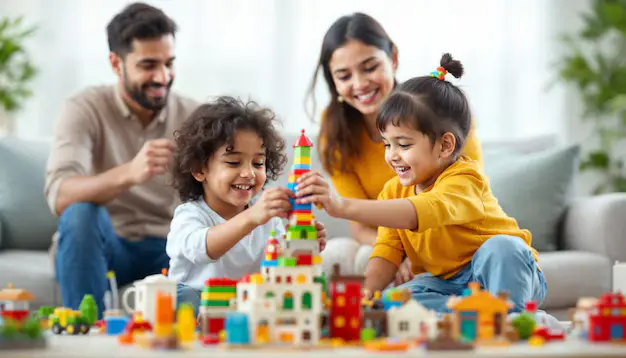 Parents playing with kids